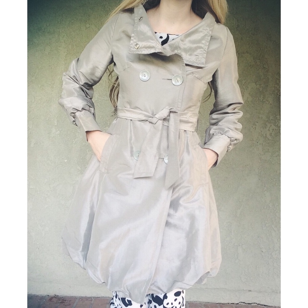 long fall season silver peacoat trench coat jacket small